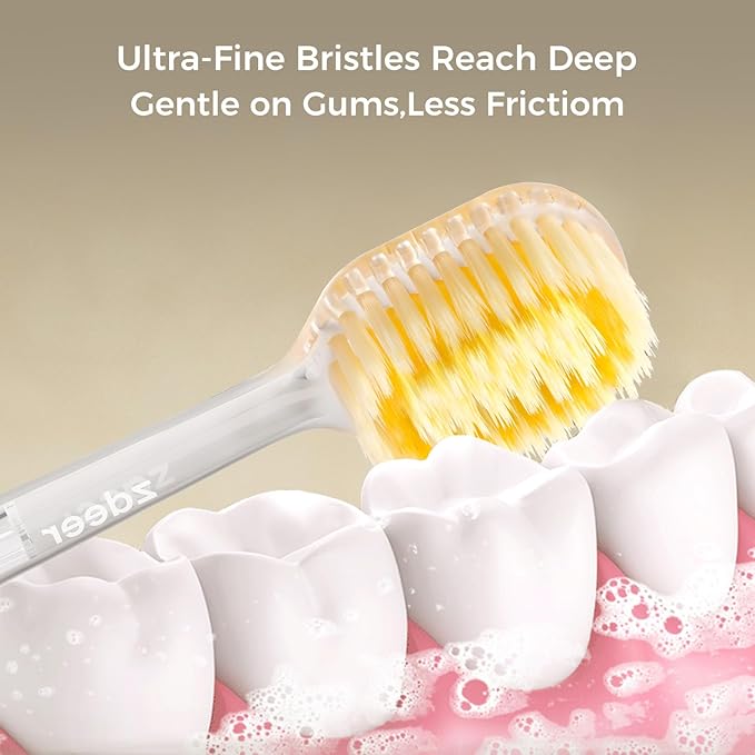 Ultra Soft Manual Toothbrushes for Adults Sensitive Gums– Eco-Friendly Aluminum Alloy+ABS Handle with 1 Replaceable Gum Care Heads, Gentle Wide Bristles for Sensitive Teeth & Gums, Air