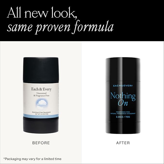 Each & Every Aluminum Free Deodorant for Men & Women - All Natural Deodorant for Sensitive Skin, EWG Verified - Clean, Baking Soda-Free, Plant-Based Fragrance, Unscented Fragrance-Free, 2.5oz