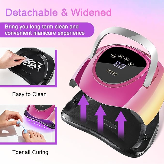 JEWHITENY 57 Pcs LED Beads U V Nail Lamp : 220 W Professional Nail Dryer with 4 Timers & Automatic Sensor Fast Curing U V Light for Gel Nails Professional Manicure Tool