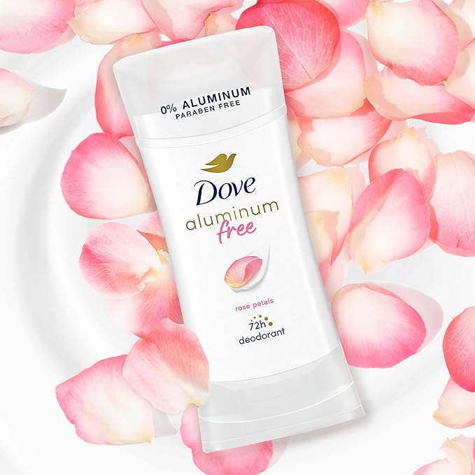 Dove Aluminum Free Deodorant for Women 3 Count Rose Petals 72 hour odor protection 2.6 oz