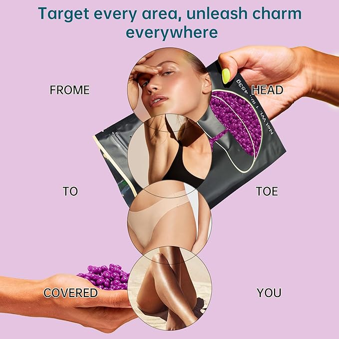 Lifestance Violet Waxing Beads, 1LB Coarse Hair Removal Wax Beans for Face, Eyebrow, Brazilian Bikini, Sensitive Skin at Home for Women and Men