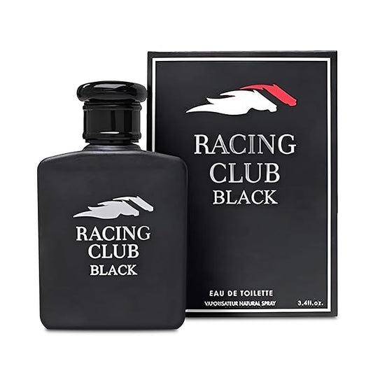 Racing Club Black Sensual Woody Fragrance for Men | Long Lasting Cologne Aromatic Scent, Eau de Parfum Natural Spray - Great Holiday Gift, 3.4 Fl Oz/100 Ml