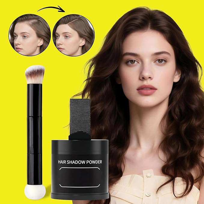 Gowwim Root Touch up Powder, Instantly Gray Hair Cover up Hairline Powder for Women & Men Waterproof and Sweatproof Root Cover Up Long-Lasting for Thinning & Loss Hair (Brown-1, 10G+1)