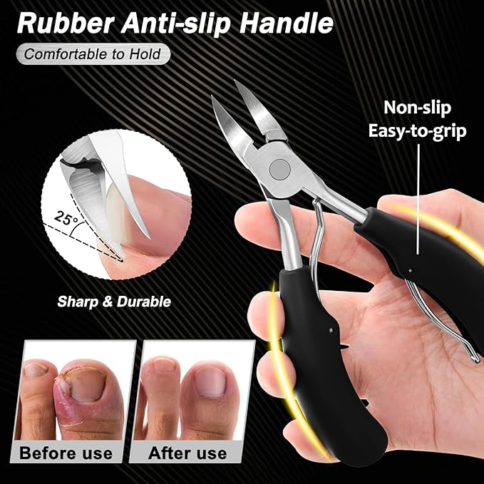 Toenail Clippers for Thick Toenails, Trimlyx Heavy Duty Toe Nail Clippers for Thick Nails for Seniors, Ingrown Nail Clippers for Men, Large Slanted Nail Clippers for Seniors Thick Nails 5Pcs