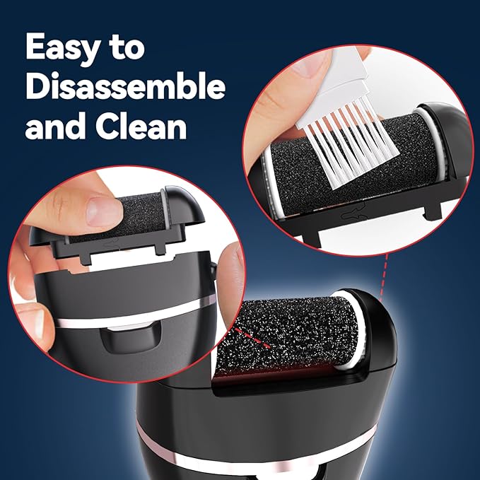 Wea&Hea Rechargeable Electric Callus Remover for Feet with 6 Roller Heads, Dual-Speed Foot File, Waterproof Pedicure Kit 20 in 1 for Smooth Skin and Foot Spa