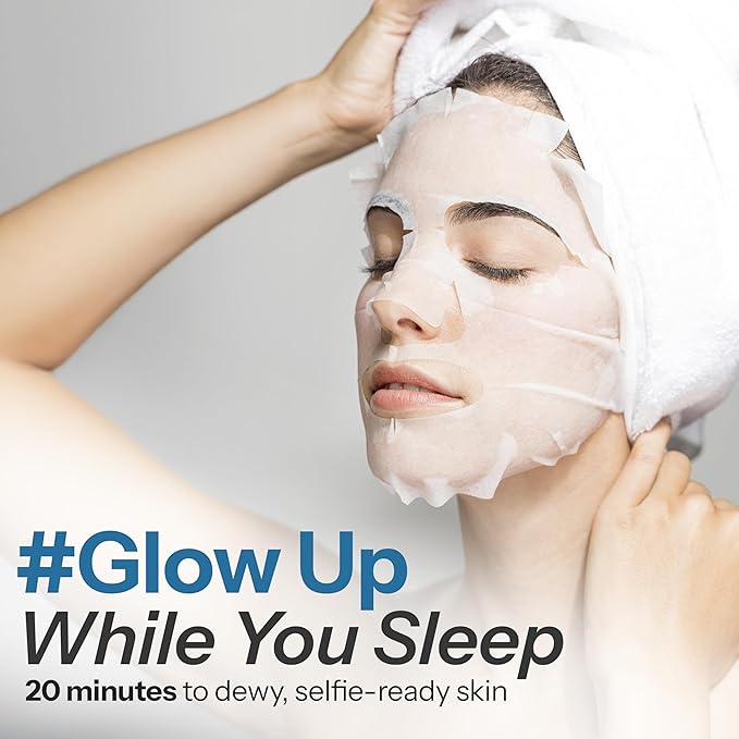 Hyaluronic Acid & Collagen Sheet Mask - Hydrating, Anti-Aging, Firming - Dermatologist Tested Korean Skincare - Clean Beauty, Natural Ingredients, Cruelty-Free, All Skin Types - Pack of 5