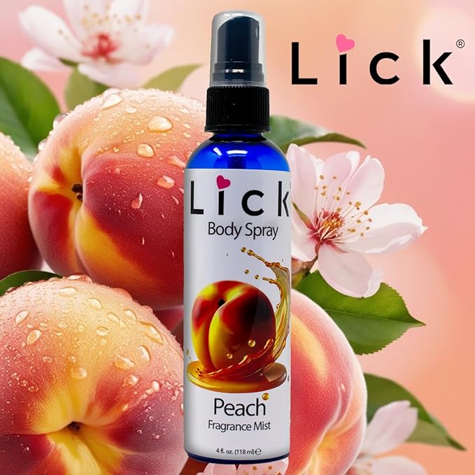 LICK Peach Scented Body Spray – Light and Fresh Fruity Mist – 4 fl oz