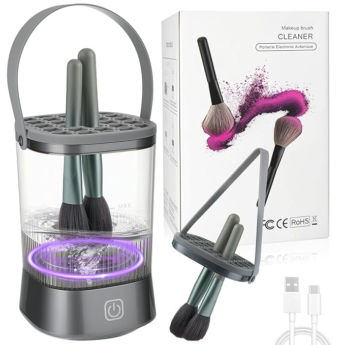 Electric Makeup Brush Cleaner, Auto-Rotating Brush Cleaner for Deep Cleaning, One-Click Operation Automatic Spinning Cosmetic Brush Cleaner, Suitable for All of Makeup Brushes