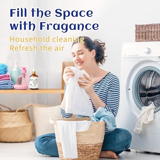 HIQILI 100ML Rose Essential Oil for Skin, Diffuser & Candle, 100% Pure and Natural - 3.38 Fl Oz