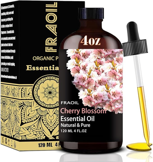 Cherry Blossom Essential Oil, Cherry Blossom Oil 4 Fl Oz 120ML for Diffuser Humidifier Yoga Cleaning DIY Candle Soap Making Perfume Gift for Women Essential Oils
