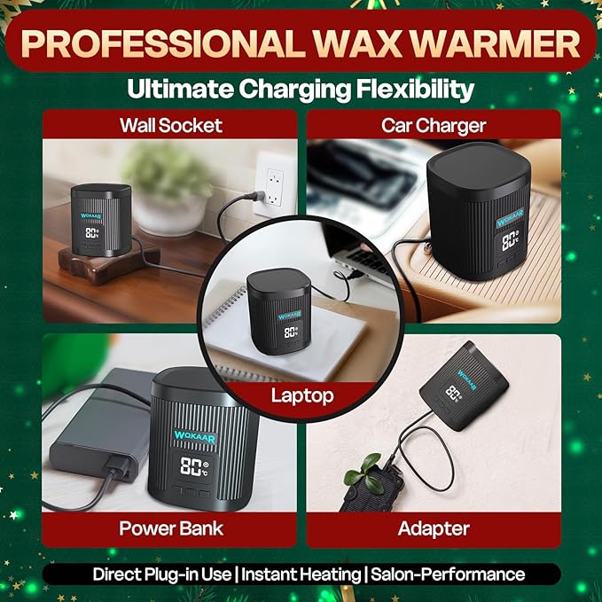 Nose Wax Kit for Eyebrow and Ear Hair | 100gWax, 50 Face Waxing Sticks | Fast-Heating USB Wax Warmer | Hair Removal Kit for Men & Women | 15 Pre/Post Wipes, Ear and Mustache Guards & Earplug