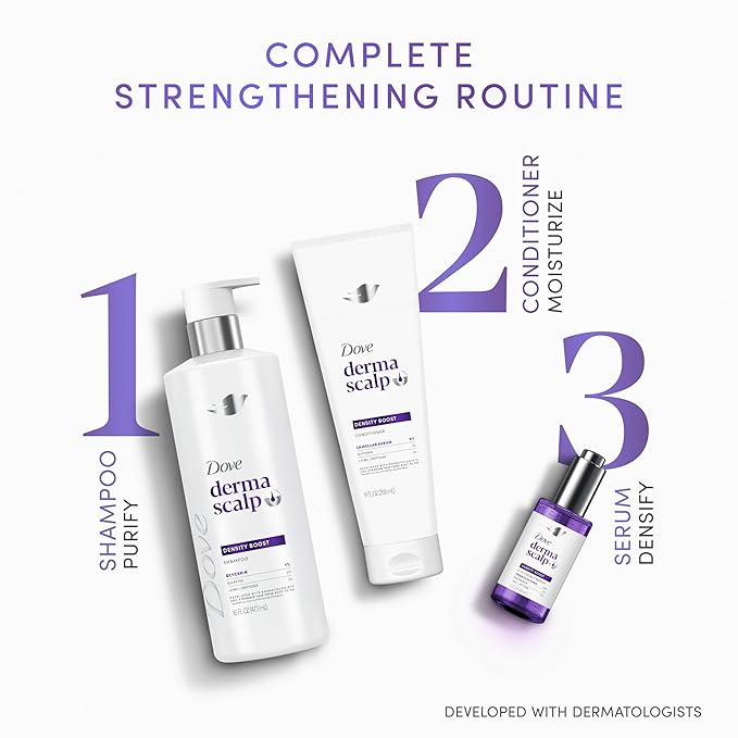 Dove Derma Scalp Shampoo 1 ct Density Boost for 4x More Visible Fullness, with Glycerin, 16 oz