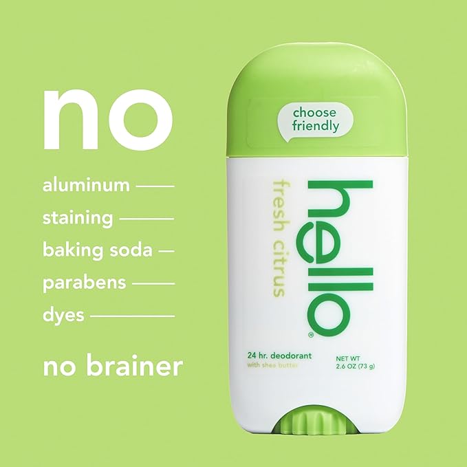 hello Deodorant Variety Pack (Sweet Coconut, Fresh Citrus, White Sage) for Women + Men, Aluminum Free, Baking Soda Free, Parabens Free, 24 Hour Odor Protection, 2.6 Ounce, 3 Pack
