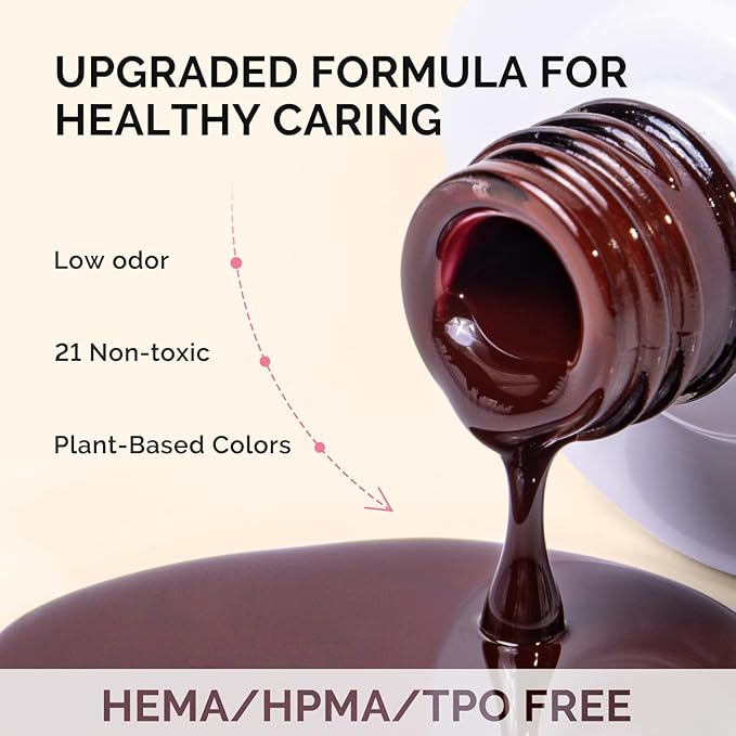 MelodySusie Fleurwee Plant Based Gel Nail Polish, Red Brown Nail Polish Hema Free 21 Non Toxic Long Lasting No Chip Finger Toe Fall Nail Art Manicure Salon DIY at Home Gifts for Women P02