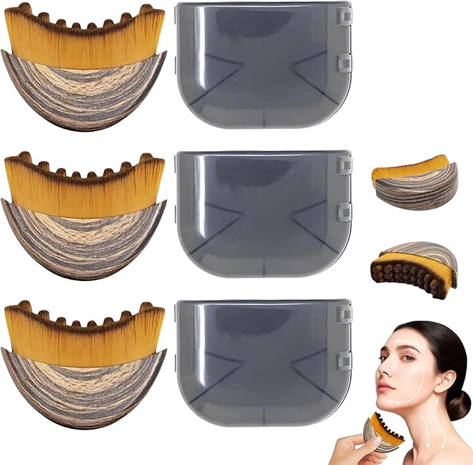 Lymphatic Contour Face Brush, 3 PCS Lymphatic Drainage Brush, Soft Bristles Lymphatic Drainage Massager, Portable Ergonomic Beauty Tool with Travel Case, Suitable for All Skin Types