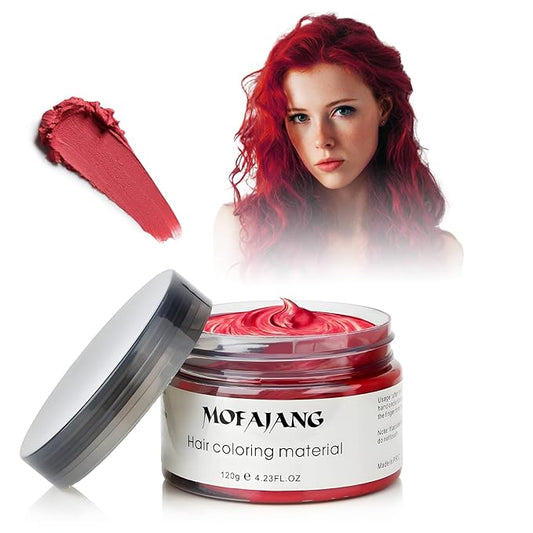 Red Temporary Hair Color Wax - SOVONCARE Washable Hair Dye for Men & Women, All-Day Hold Disposable Hair Styling Clays for Party, Cosplay & Daily 4.23 oz