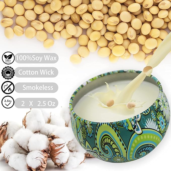 Aromatherapy Candles for Home Scented, 2 Pack 2.5 oz Natural Fresh Rosemary and Vanilla Scented Candles Gifts for Women, Portable Small Candles Gifts for Mother's Day, Birthday, Christmas