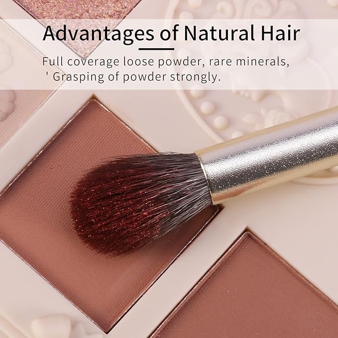 Natural Goat Hair Eye Shadow Brush, ENZO KEN Blending Eyeshadow Brush, Eye Shadow Blending Brush, Eye Blending Brush, Small Nose Contour Brush, Smudge Eye Brushes, Eyeshadow Blending Brush. Gold,E204L