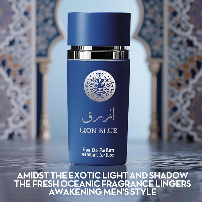 3Pack Men Cologne Azad,Lion Black,Lion Blue Eau De Parfume Spray with Woody Floral & Fruity Scent Perfume Gift Set Day to Night Luxury Fragrances