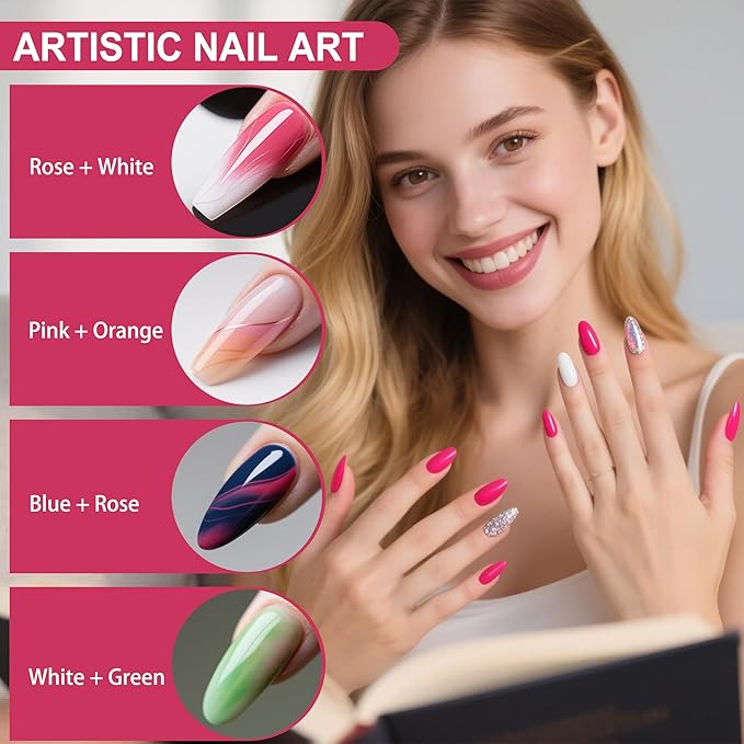 Artdone Gel Nail Polish Set Solid UV Gel 16 Bottles Set Include Top & Matte Top Coat and Base Coat White Pink Yellow Blue Red Colors For All Seasons Neutral Soak Off Manicure Kit For Nail Art