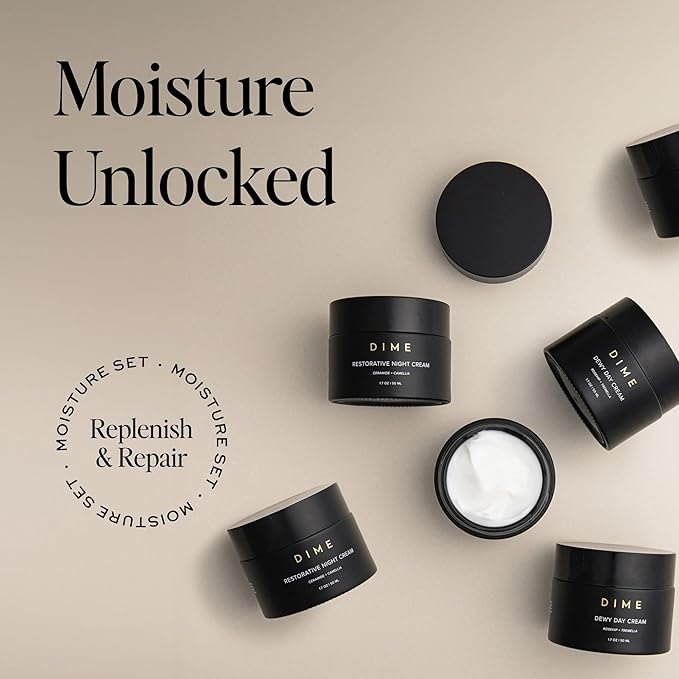 DIME Beauty Moisture Set ($75 Value) - Includes Dewy Day Cream + Restorative Night Cream (50 ml Each)