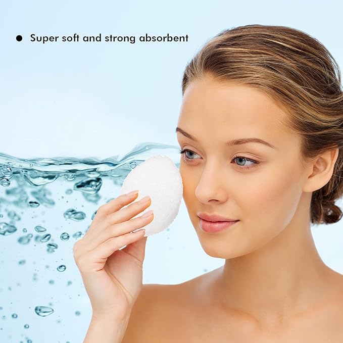 Geiserailie 50 Pcs Compressed Facial Sponges Facial Makeup Natural Cosmetic Spa Sponges for Women Cleansing, Exfoliating Mask, Makeup Removal, Dead Skin, and Dirt, Travel Accessories(White)