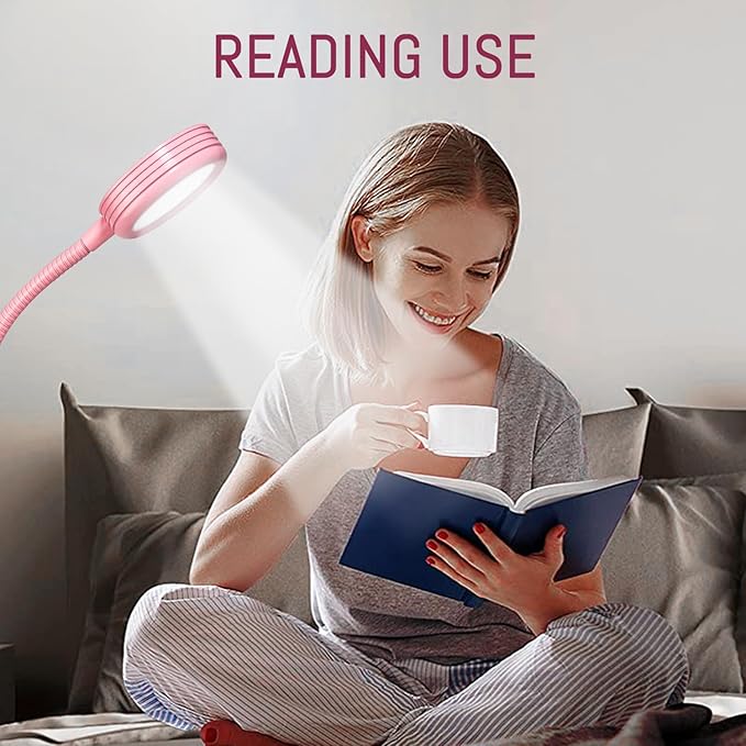 AORAEM LED Nail Lamp Double-Headed UV LED Light Quicky-Dry Duck Neck UV Lamp Dryer Curing Light with Portable Gooseneck and Clamp Flash Cure U V Light for Gel Nails Professional Home DIY Salon Pink