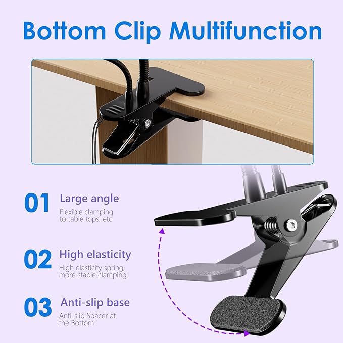 AORAEM LED Nail Lamp Double-Headed U V LED Light Quicky-Dry Nail Manicure Dryer Curing Light with Portable Gooseneck and Clamp Flash Cure U V Light for Gel Nails Professional Home DIY Salon Black