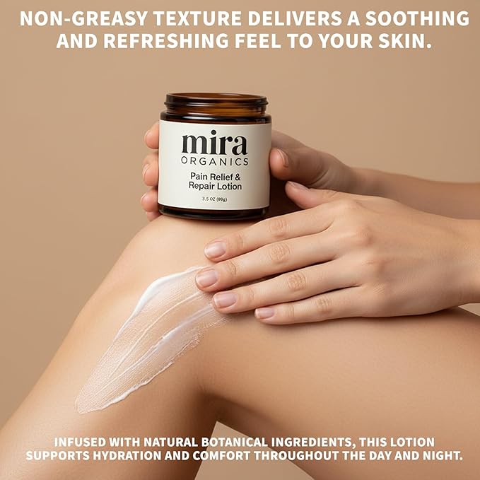 Mira Relief & Repair Lotion, Use natural plant ingredients, Daily nourishment for health. (Mira lotion - 1 Bottle) (mira organics cream - 1Pcs)