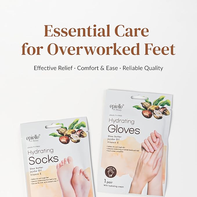 Epielle Hydrating Foot Mask 6 Pairs, Deep Moisturizing Socks for Dry, Cracked Feet, Self Care Gifts for Women, Spa Kit, Stocking Stuffers, Thanksgiving Essentials
