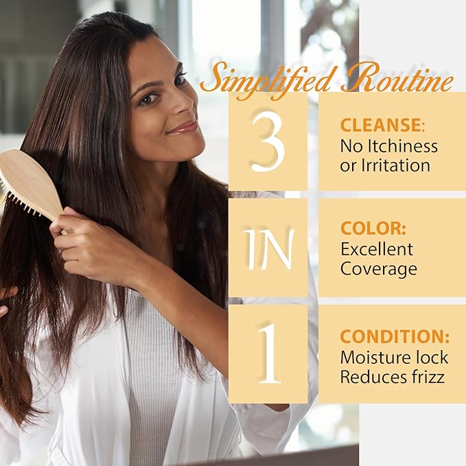 Hair Dye Shampoo in Coffee - Washes In Rich Color, Easy At-Home Color Shampoo Hair Dye for Women & Men, 3-in-1 Hair Color & Care for Natural-Looking Gray Coverage, Instant & Long-Lasting, 16.9 Fl Oz