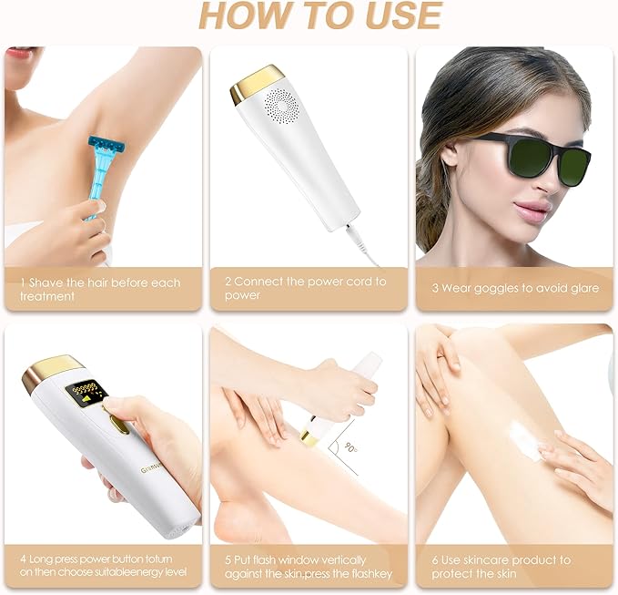 IPL Laser Hair Removal Device for Women & Men - at-Home Painless Ultra-Fast Flash Hair Remover, 86% Hair Reduction in 4 Weeks, High Energy & 5 Modes, 8 Mins Full Body & Bikini Line & More