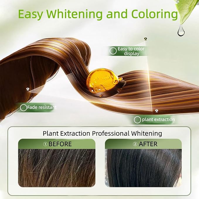 Long-Lasting Botanical Essential Oil Hair Dye,Mild Formula Long Lasting Hair Dye Set,Plant-Based Hair Color for Gray Coverage (Natural Black)