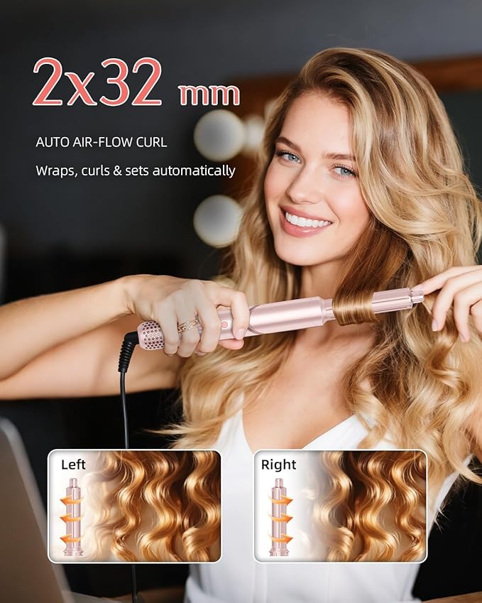 RUCHA 5 in 1 Hot Air Styler, 110,000 RPM High Speed Blow Dryer Brush, Foldable air Curler for Hair, Negative Ion Hot Air Bursh for Frizz-Free Styling Fast Drying Curling Straightening Volumizing