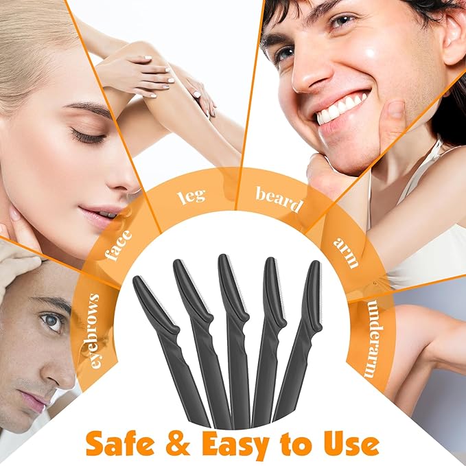 88 Pcs Eyebrow Razors & Face Razors for Women in Storage Jar – Black Color Dermaplane Razor for Women Face & Men, Safe Face Shaver with Protective Covers