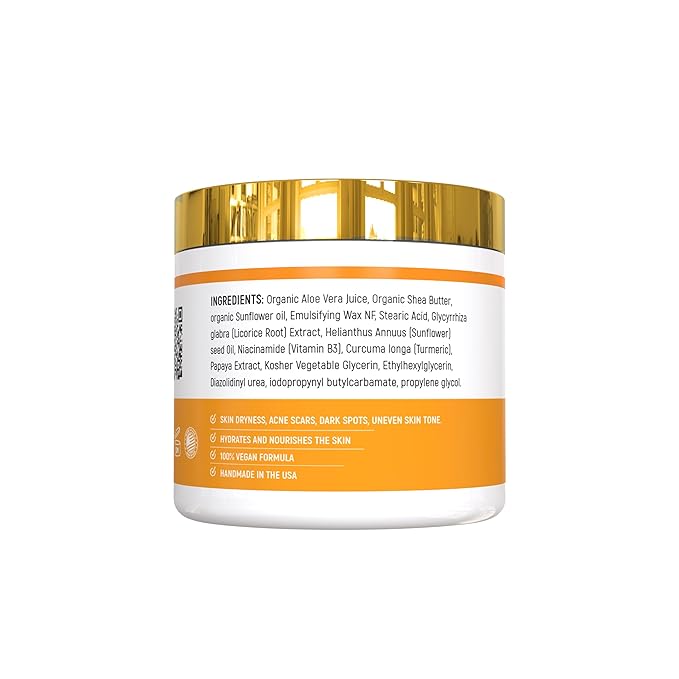 Turmeric body cream– Handmade Niacinamide papaya Turmeric Moisturizer lotion for Dark Spots, Hyperpigmentation, Acne Scars, Evens Tone- turmeric skincare -All Skin Types 8oz (CREAM)