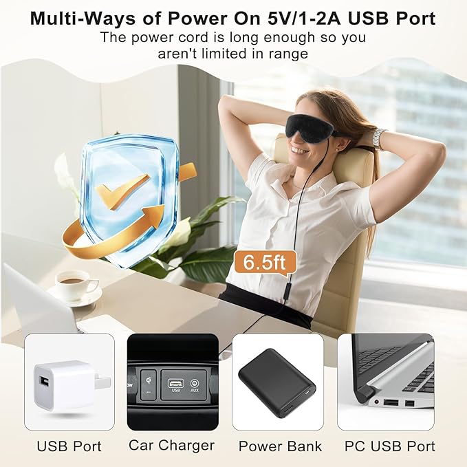 KOVNLO Heated Eye Mask, Washable USB Electric Moist Heat Warm Compress for Eyes, Eye mask with Flaxseed for Dry Eyes, Blepharitis, Chalazion, MGD, Stye Eye Treatment