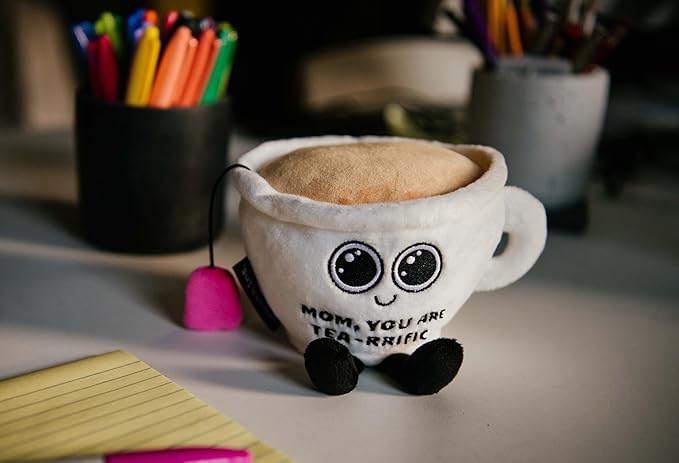 Punchkins Teacup Plushie - Mom, You are Tea-Rrific Punny Teacup Plush, for Mom, Cute Food Plush Toy for Gifting