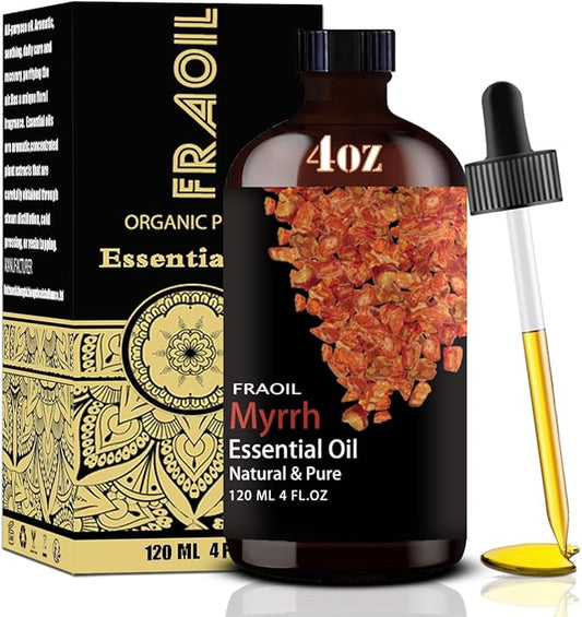 Myrrh Essential Oil, Myrrh Oil 4 Fl Oz 120ML for Diffuser Humidifier Yoga Cleaning DIY Candle Soap Making Perfume Gift for Women Essential Oils