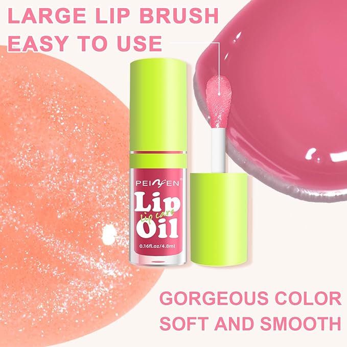 Scarman 6 Colors Lip Oil Lip Glaze,Hydrating Tinted Plumping Lip Gloss,Clear Pink Shiny Glow Reviver Lip Care Oil,Longlasting Non-sticky Transparent Lip Oil for Women (SET A)