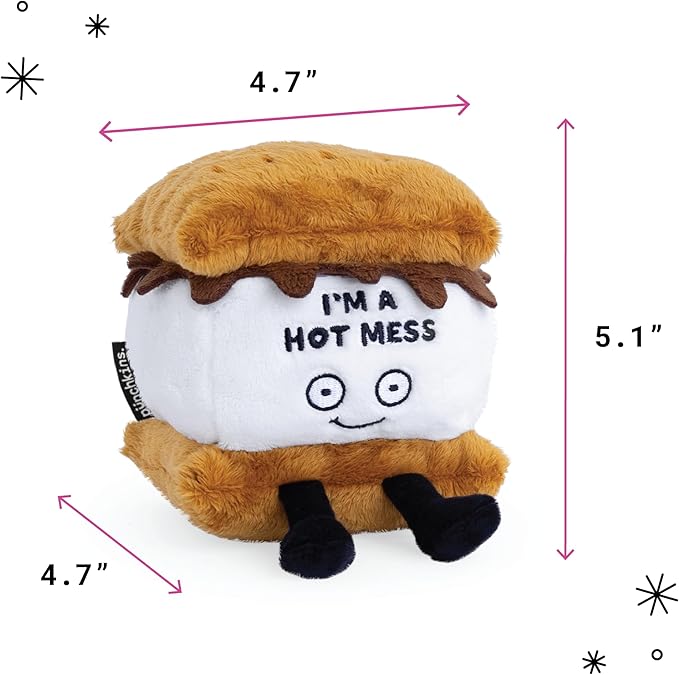 Punchkins S'Mores Plushie - I'm A Hot Mess Sassy Smores Plush, Gift for Chocolate Lovers, Food Plush Toy for Gifting