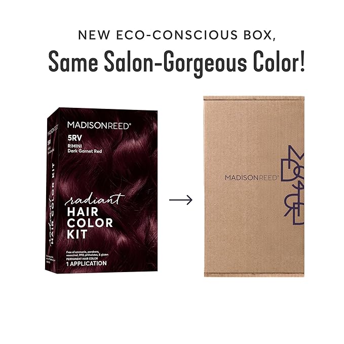 Madison Reed Radiant Hair Color Kit | 5RV Dark Garnet Red with Vibrant Red Violet Tones (Rimini Garnet) Vivid Color-Enhancing Salon-Quality Permanent Hair Dye | PPD-Free & Ammonia-Free |2 Pack