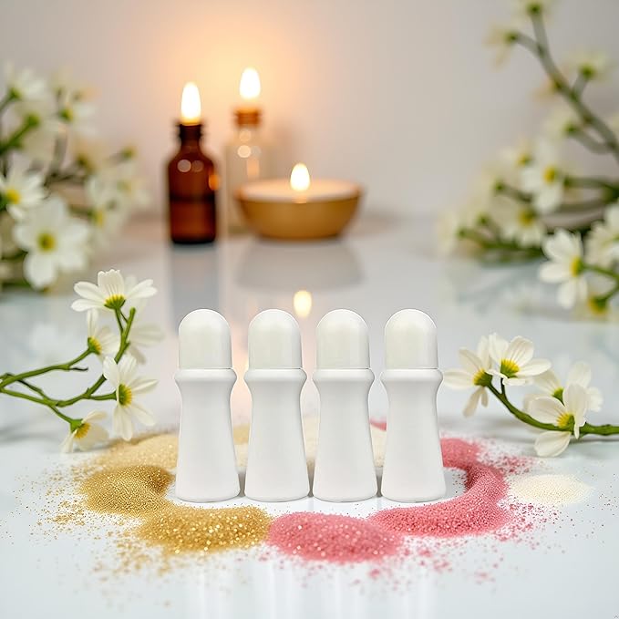 4 Pcs White 75ml Empty Refillable Roller Bottle Plastic Roll On Bottles Reusable Rollerball Bottles DIY Deodorant Containers with Roller Ball，Refillable Containers，Refillable Cosmetic Roller Bottles