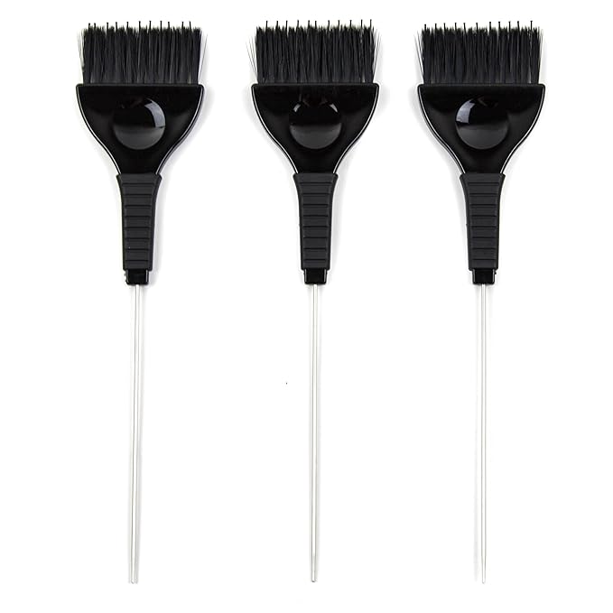 Pintail Hair Dye Brushes - 3 Tint Brushes with Built In Comb for Hair Color - Pin Tail for Precise Sectioning - Color Brushes for Hair Salon (Black)