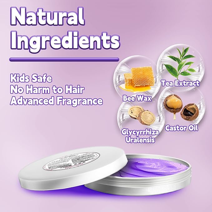 Purple Hair Color Wax, Temporary Washable Hair Color Dye for Kids, Temporary Dye Wax Natural Hairstyle Cream Hair Pomades for Women & Men Party Cosplay Halloween