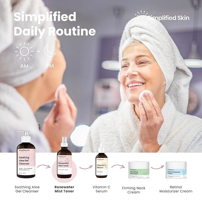 Rose Water Spray for Face & Hair – Pure USDA Organic Rosewater Toner – Refreshing Mist for Skin Care, Makeup & Locs – Natural Rose Scent, 4 Oz (3 Pack)