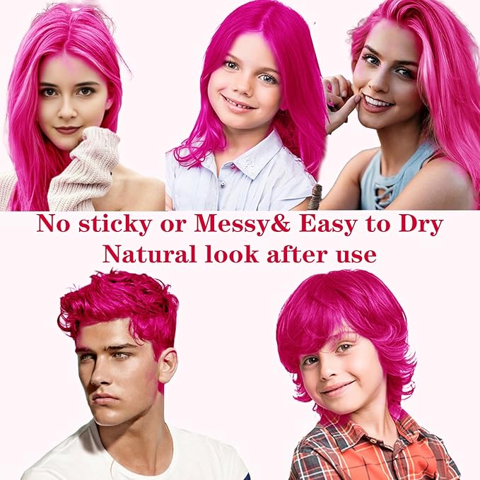 Pink Hair Color Wax, Temporary Washable Hair Color Dye for Kids, Temporary Dye Wax Natural Hairstyle Cream Hair Pomades for Women & Men Party Cosplay Halloween
