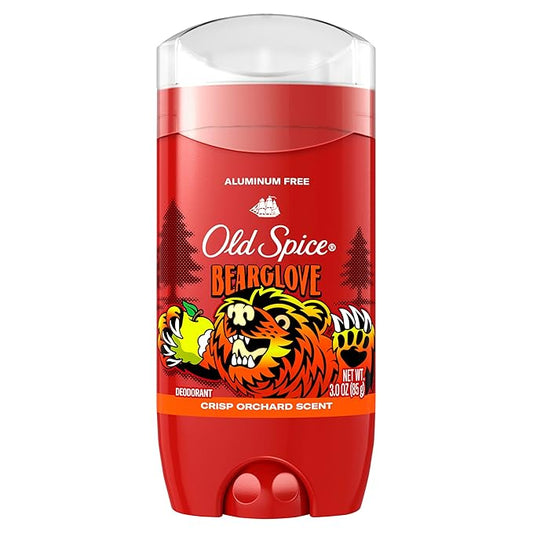 Old Spice Aluminum Free Deodorant for Men, 24/7 Odor Protection, 24/7 Freshness & Lasting Scent, Goes on Clear, Bearglove with Crisp Orchard Scent, 3.0 oz