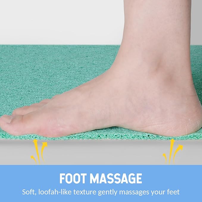 Non-Slip Bathtub Mat, 2 Pack Anti Slip Shower Mat, Fast Drying Bathtub Mats, Foot Scrubber Mat, Anti Slip Mat for Tub, Floor, Bathroom, Kitchen, Home, Hotel (Light Green 24"×16"+24"×16")