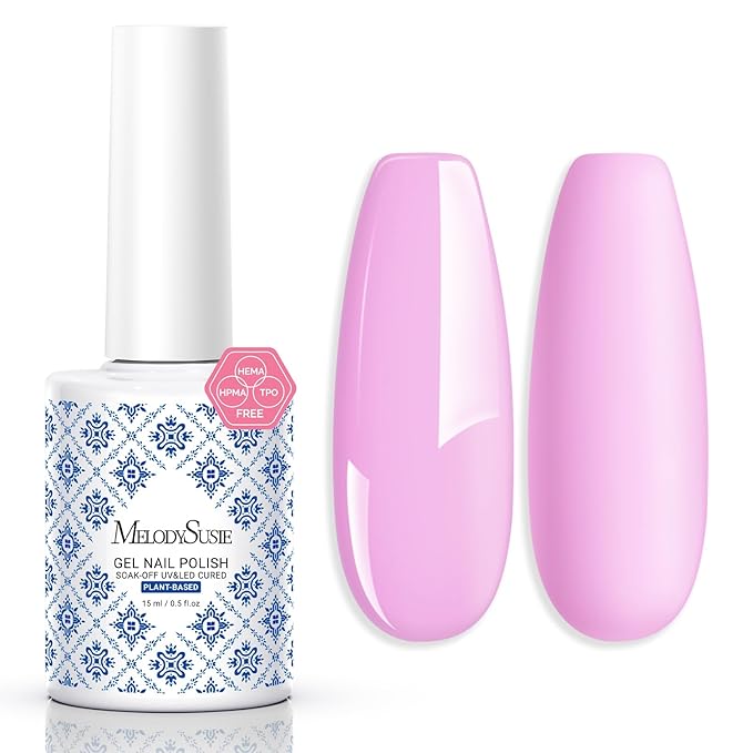 MelodySusie Fleurwee Plant Based Gel Nail Polish, Hema Free Purple Pink Nail Polish, Soak Off UV LED Gel Polish Gift for Women 21 Non Toxic Long Lasting Nail Art Manicure Salon DIY at Home P44
